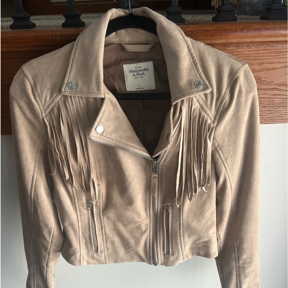 Abercrombie faux suede fringe jacket